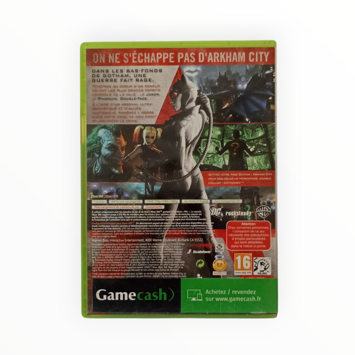Batman Arkham City – Xbox 360 – Sans notice (boîte + disque)