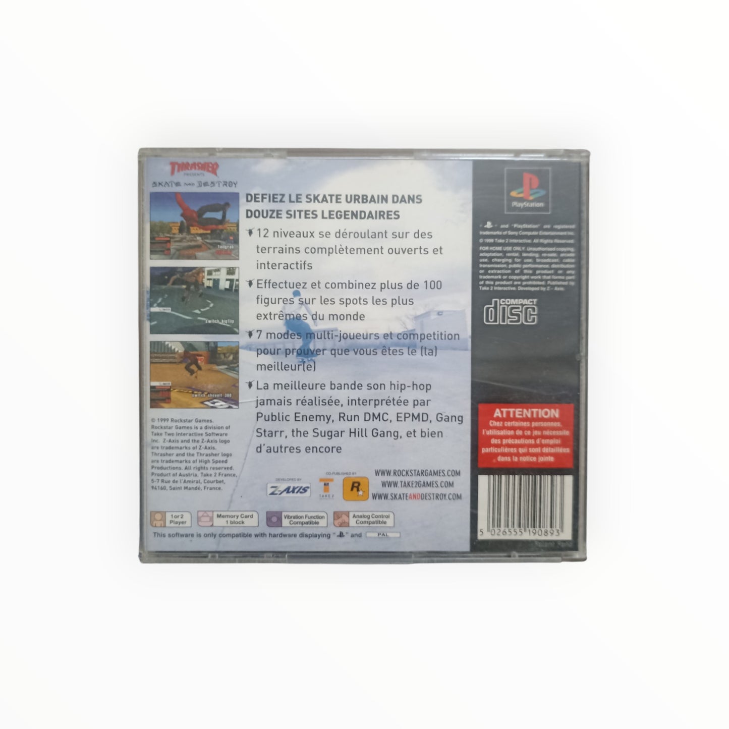 THRASHER SKATE AND DESTROY playstation 1 (PS1)