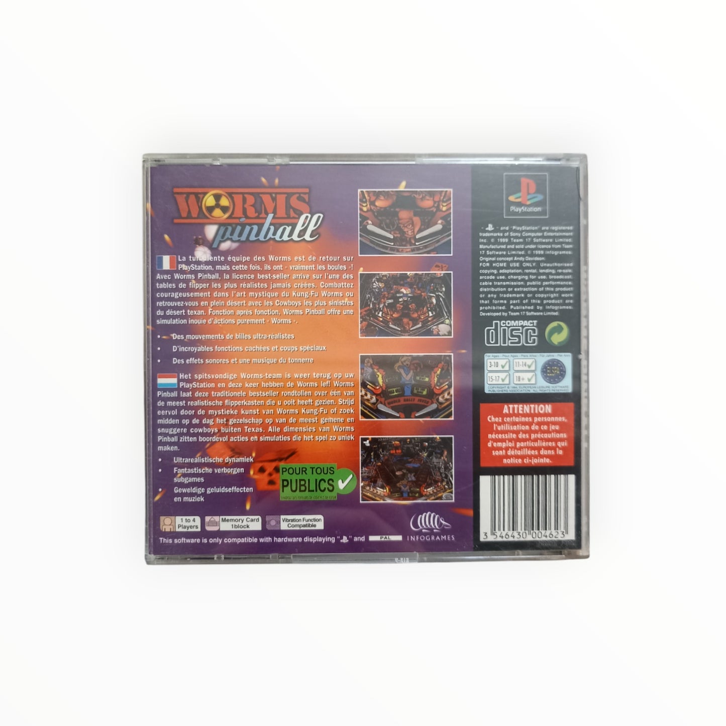 WORMS PINBALL playstation 1 (PS1)