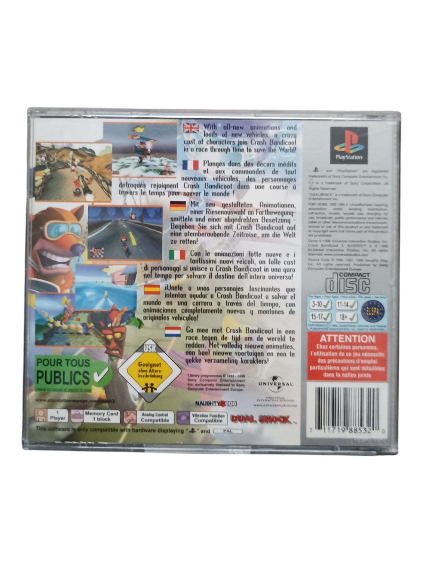 Crash Bandicoot 3: Warped Version Platinum PlayStation 1 ( PS1)