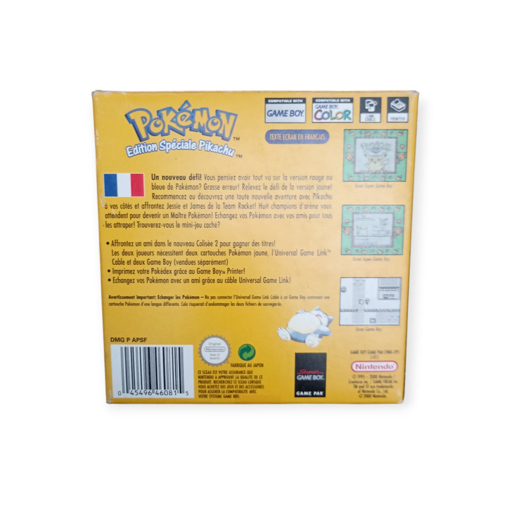 Boîte et plateau de gameboy japonais Pocket Monsters Pokemon jaune - JEU SANS inclus - France Boîte et plateau de gameboy japonais Pocket Monsters Pokemon jaune - JEU SANS inclus - France