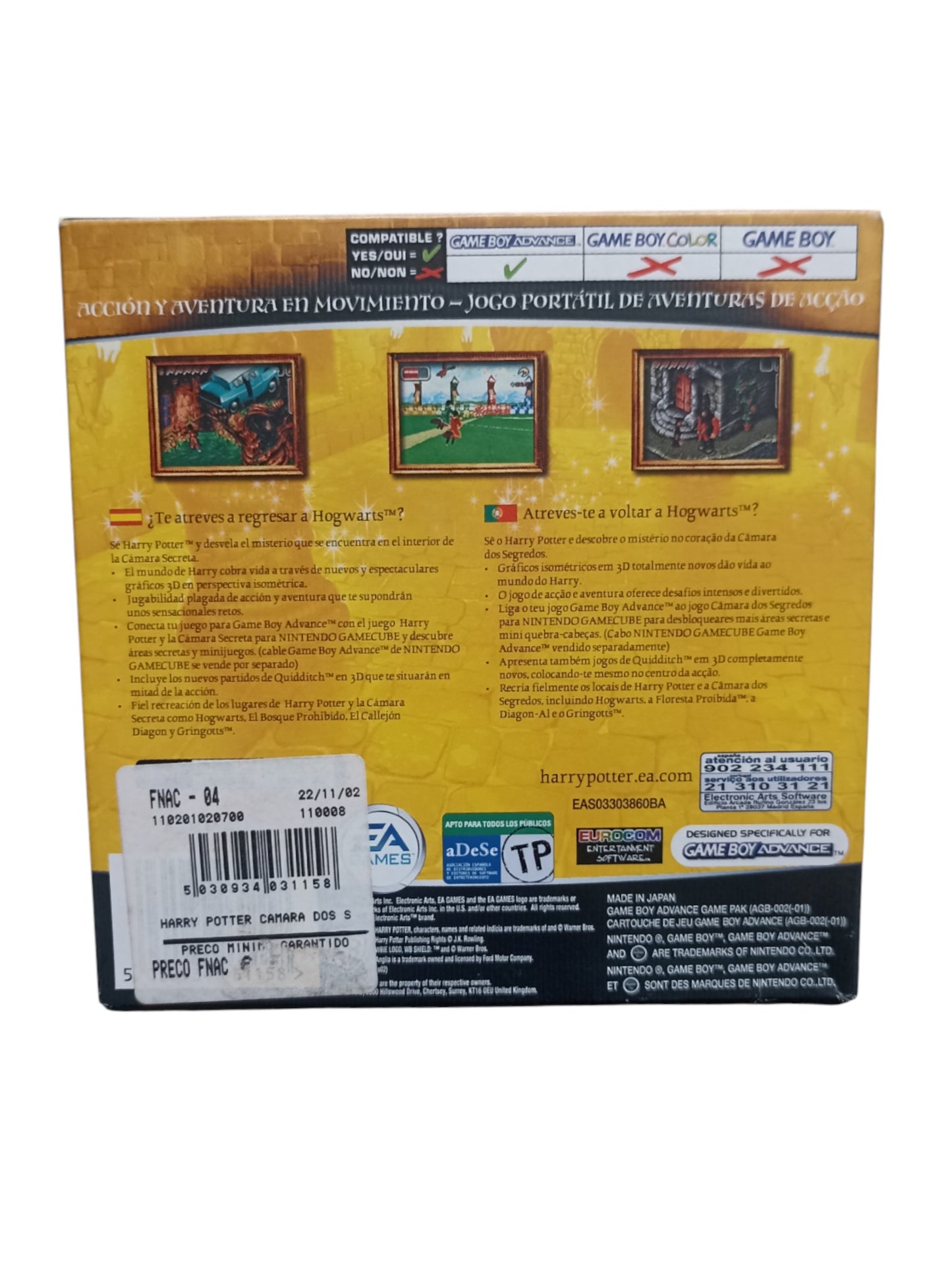 Harry Potter et la Chambre des Secrets Game Boy Advance (GBA) Version ESP