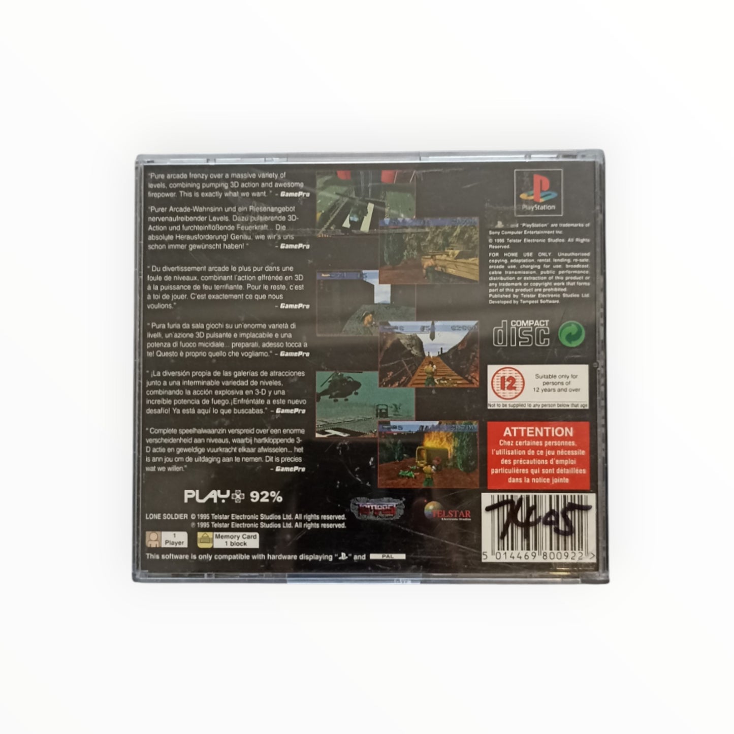 LONE SOLDIER playstation 1 (PS1)