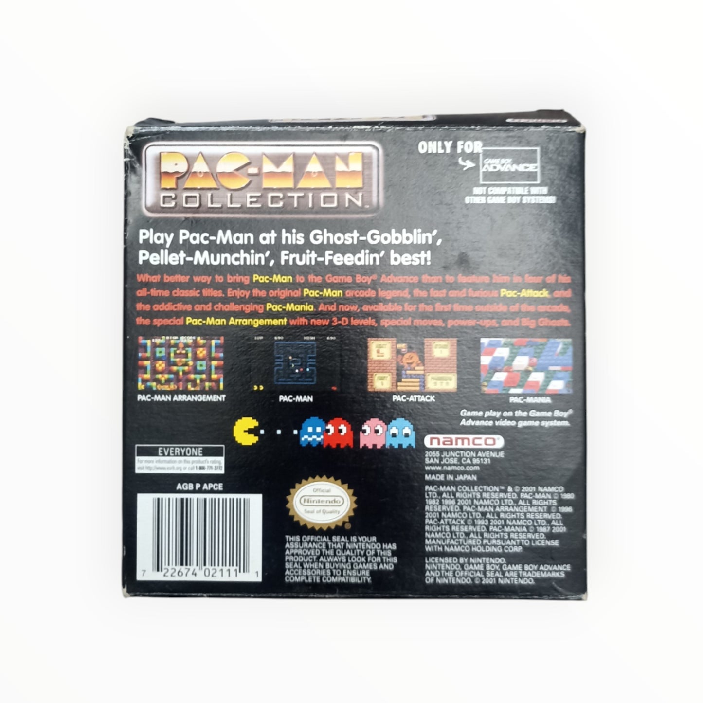 PAC MAN COLLECTION GameBoy Advance (GA) Version USA Complet
