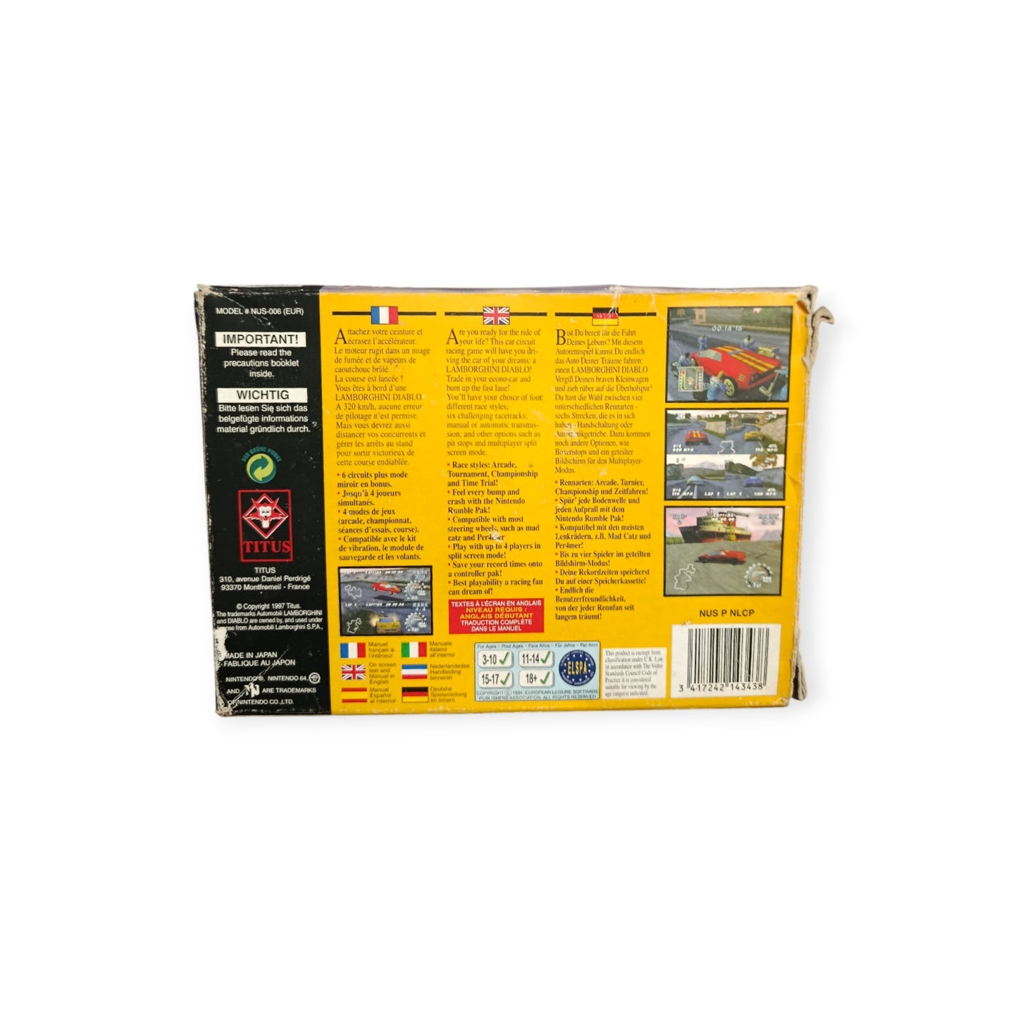 Lamborghini Nintendo 64 (N64) en boite FRA