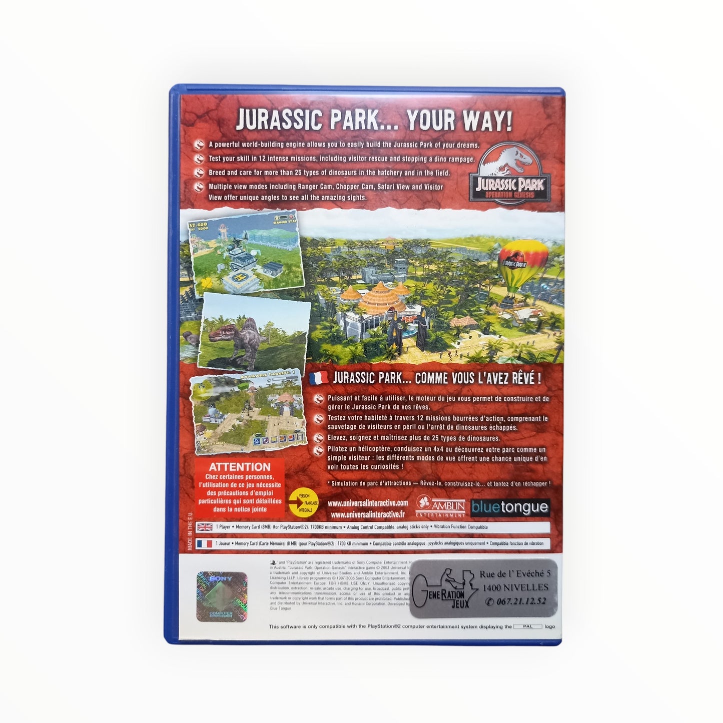 jurassic park operation genesis Playstation 2 (PS2)
