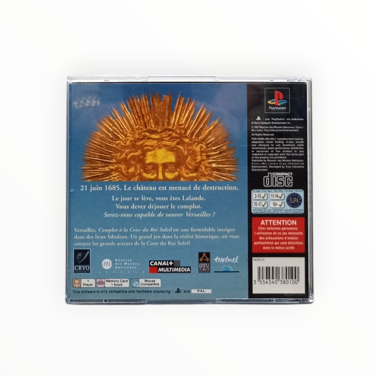 Versailles Complot à la Cour du Roi Soleil PlayStation Boîte + CD