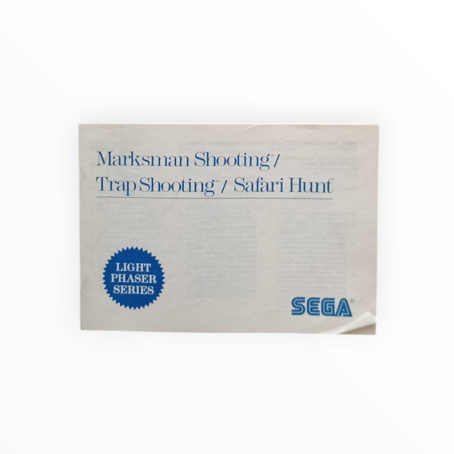 Marksman Shooting Trap Shooting Safari Hunt Notice Sega Master System