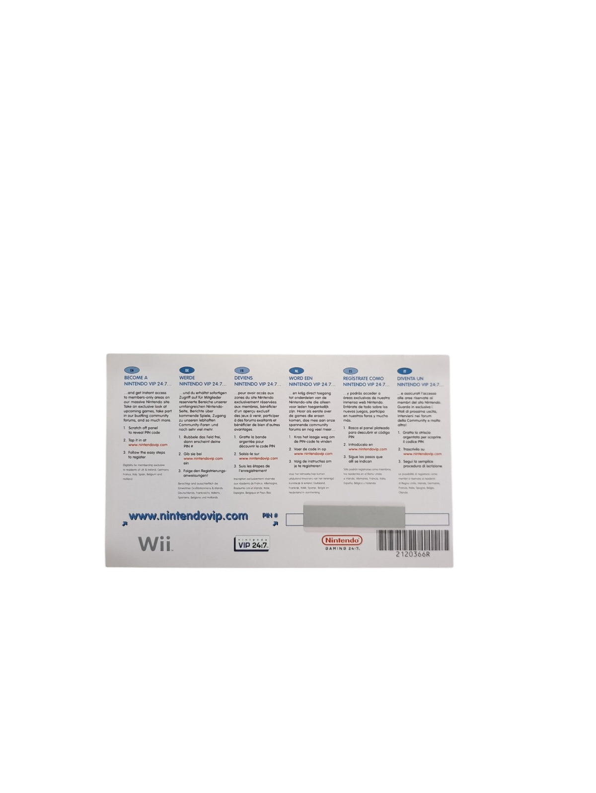 Carte VIP Wario Ware Smooth moves Nintendo Wii