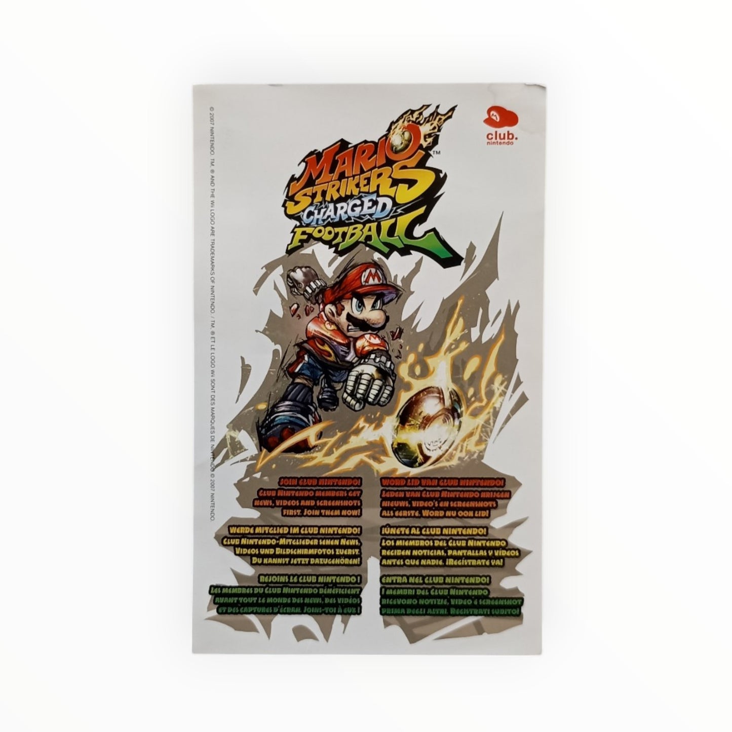 carte VIP non gratté seule Mario Strikers Charged Football Nintendo Wii