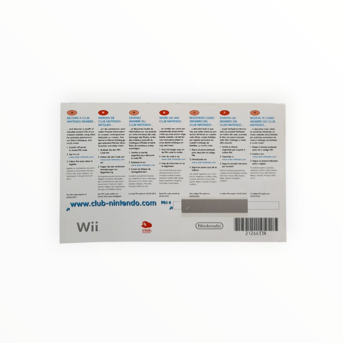 carte VIP seule non grattée New Super Mario Bros Wii