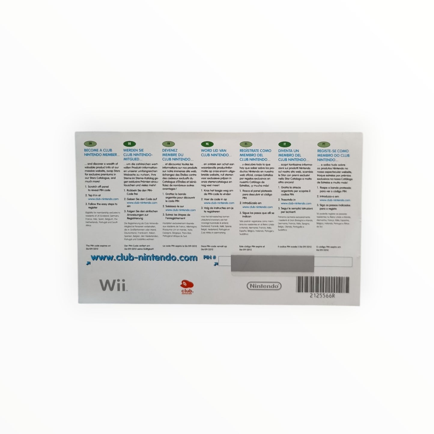 carte VIP seule non grattée Mario Power Tennis Nintendo Wii