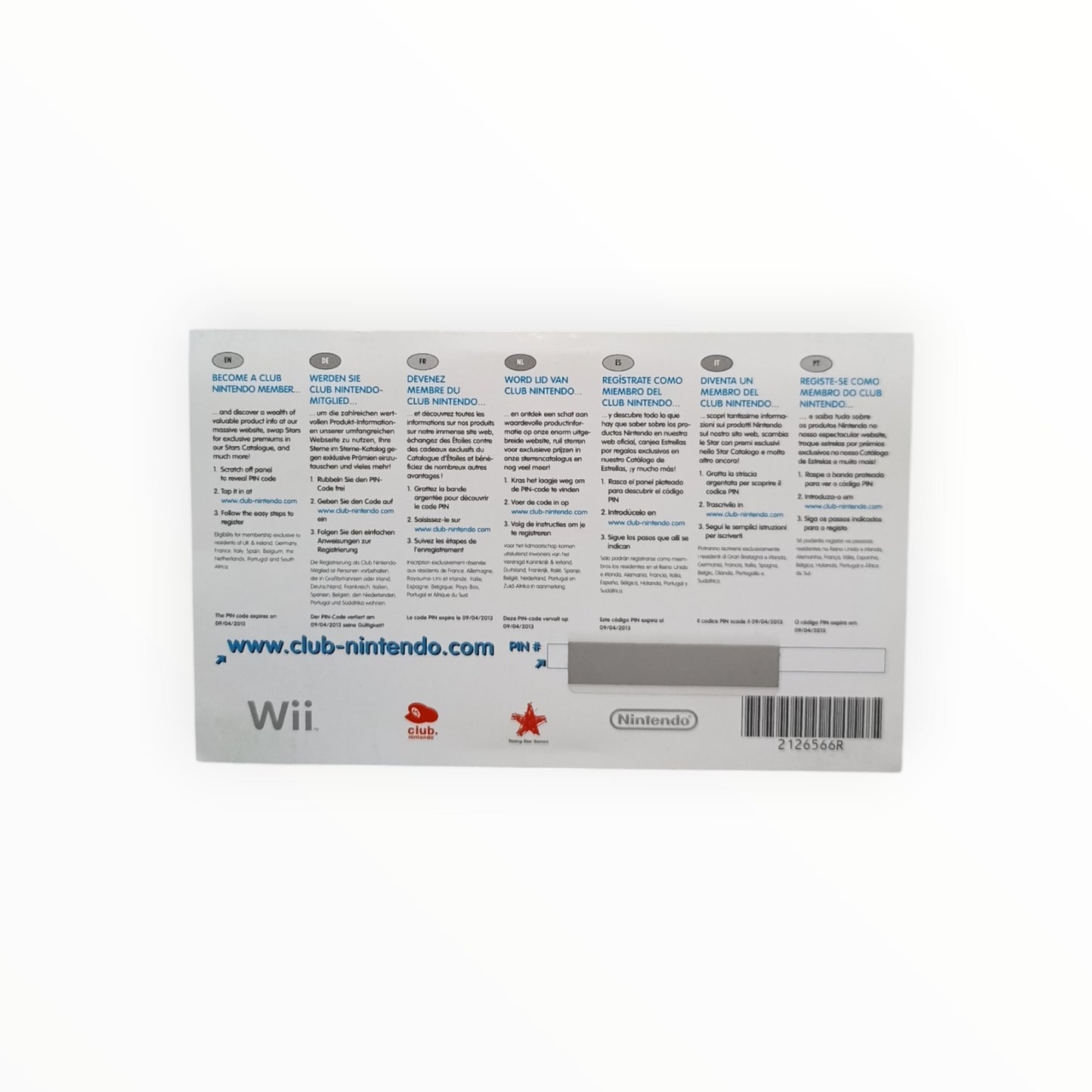 carte VIP seule non grattée Harvest Moon Tree of Tranquility Nintendo Wii