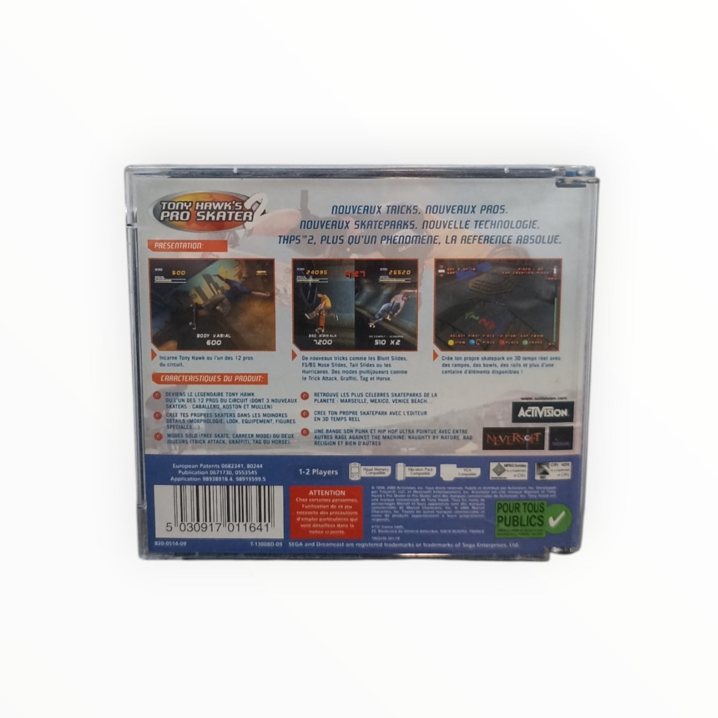 Tony Hawk's Pro Skater 2 Dreamcast FRA complet