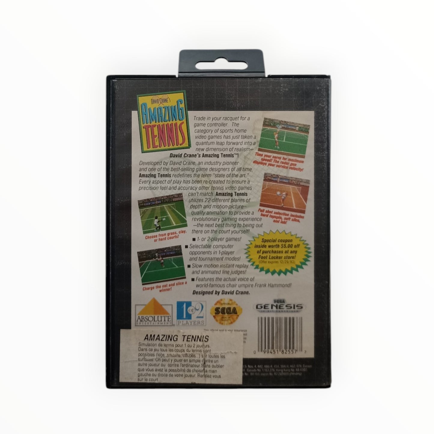 David Crane's Amazing Tennis Mega Drive USA complet