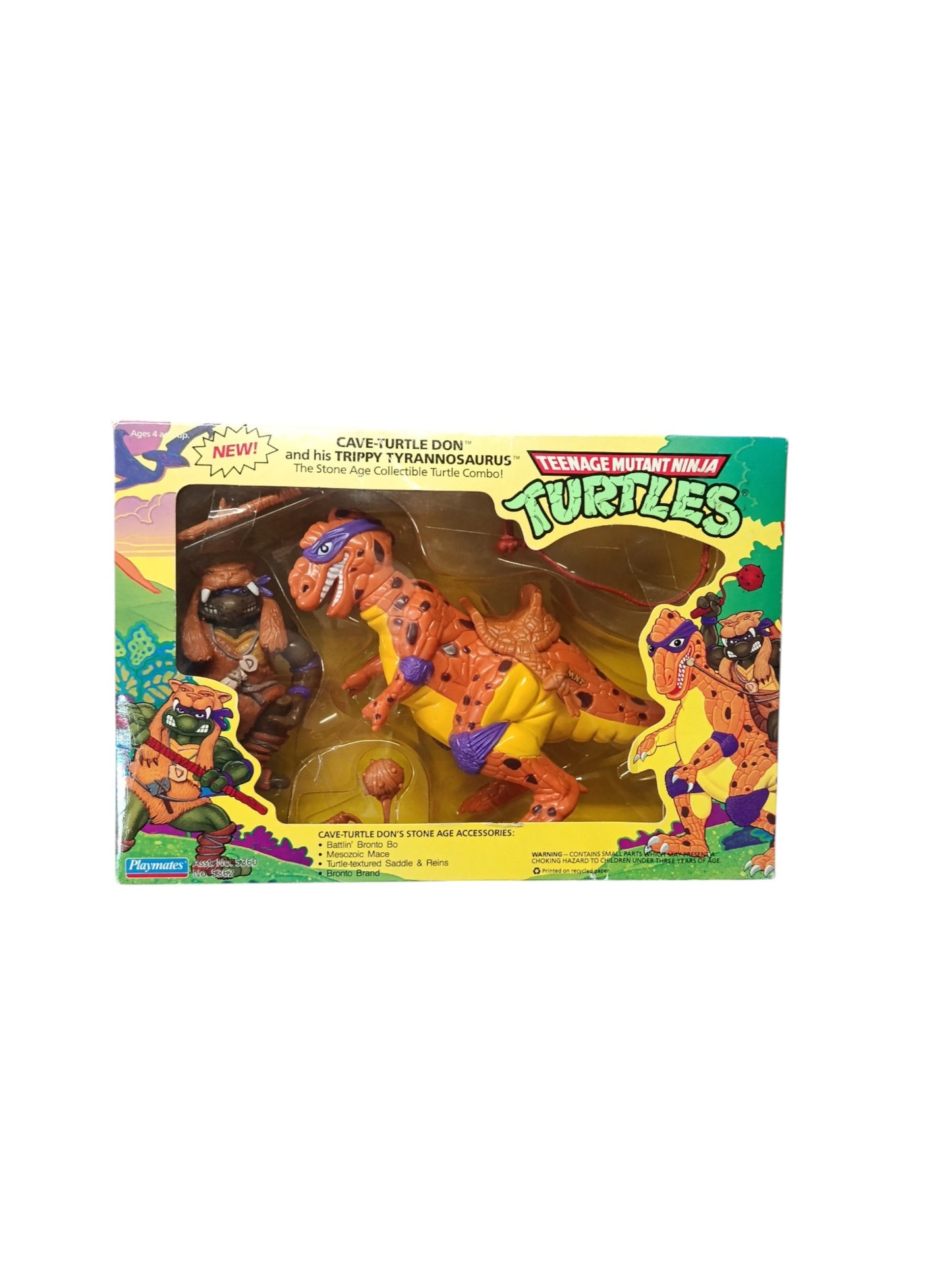 Figurine Tortues Ninja Cave Turtle Don avec dinosaure Neuf