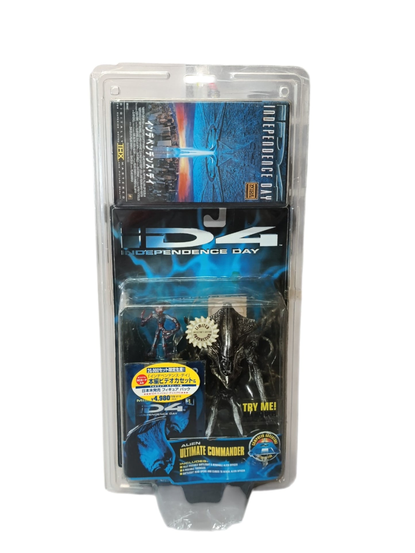 Figurine Alien Independence Day Ultimate Commander avec VHS en blister