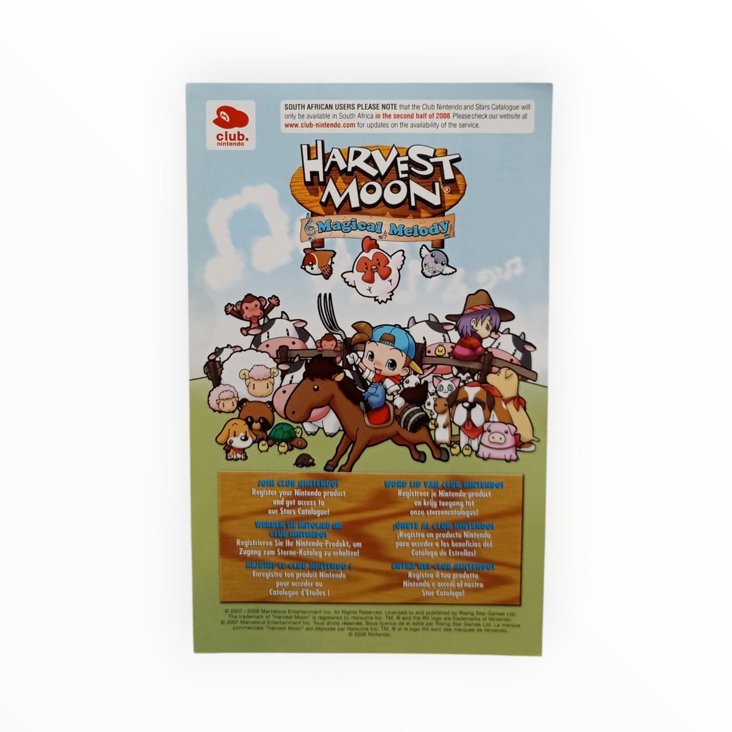 Carte VIP Harvest Moon Magical Melody Nintendo Wii PAL