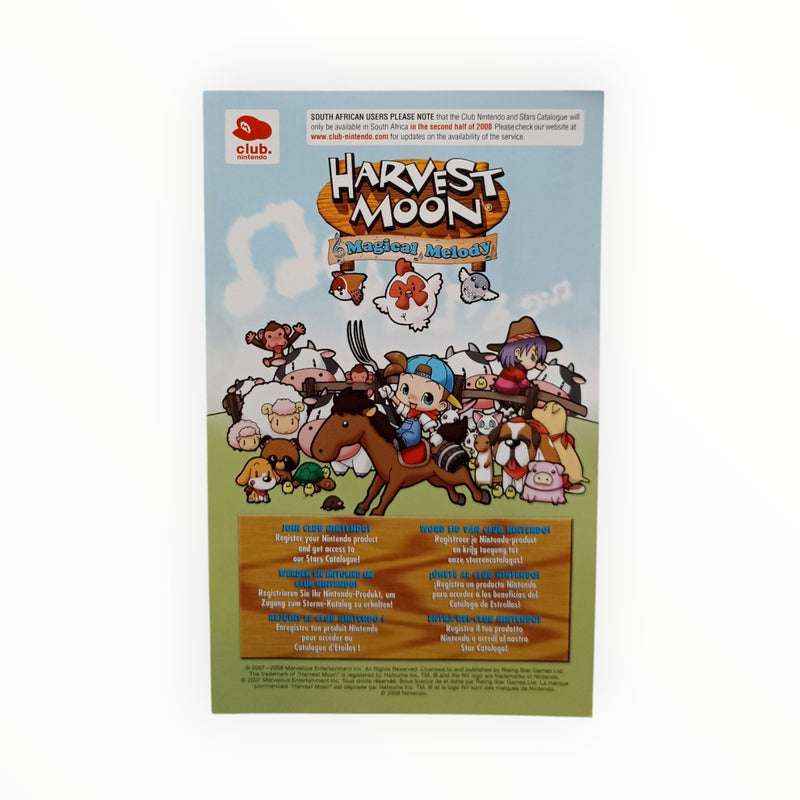 Carte VIP Harvest Moon Magical Melody Nintendo Wii PAL