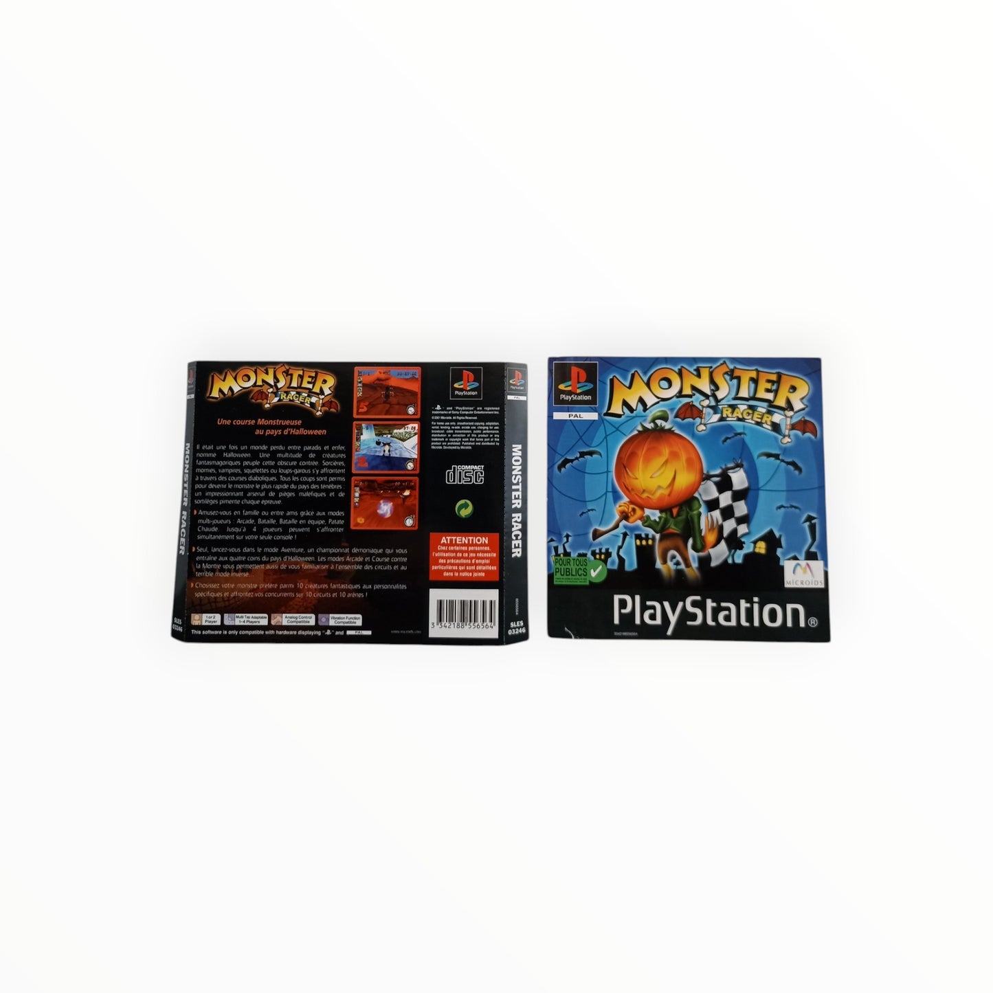 Jaquette avant et arrière Monster Racer Playstation 1 (PS1)