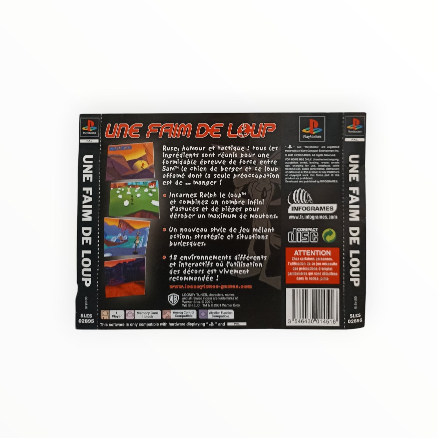 Jaquette arrière Une faim de loup Playstation 1 PS1
