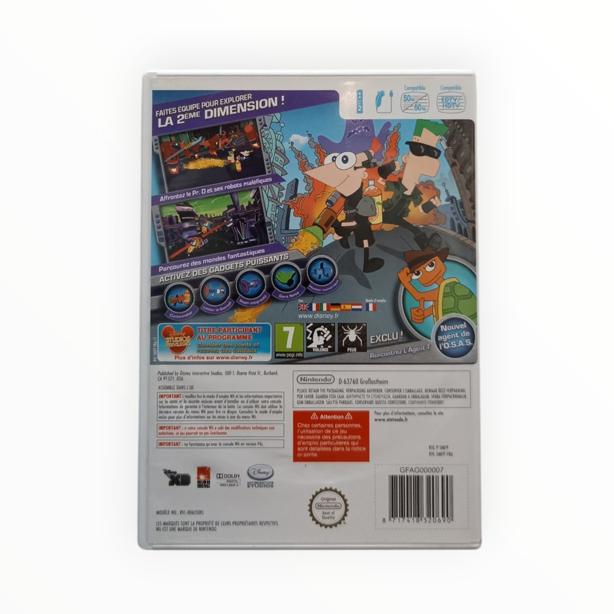 Phineas et Ferb Voyage Dans La 2e Dimension Nintendo Wii PAL FRA complet