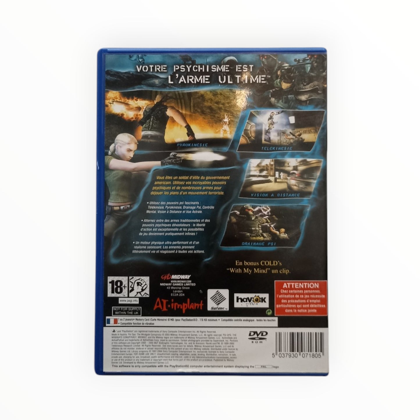 Psi Ops The Mindgate Conspiracy Playstation 2 (PS2) PAL Complet