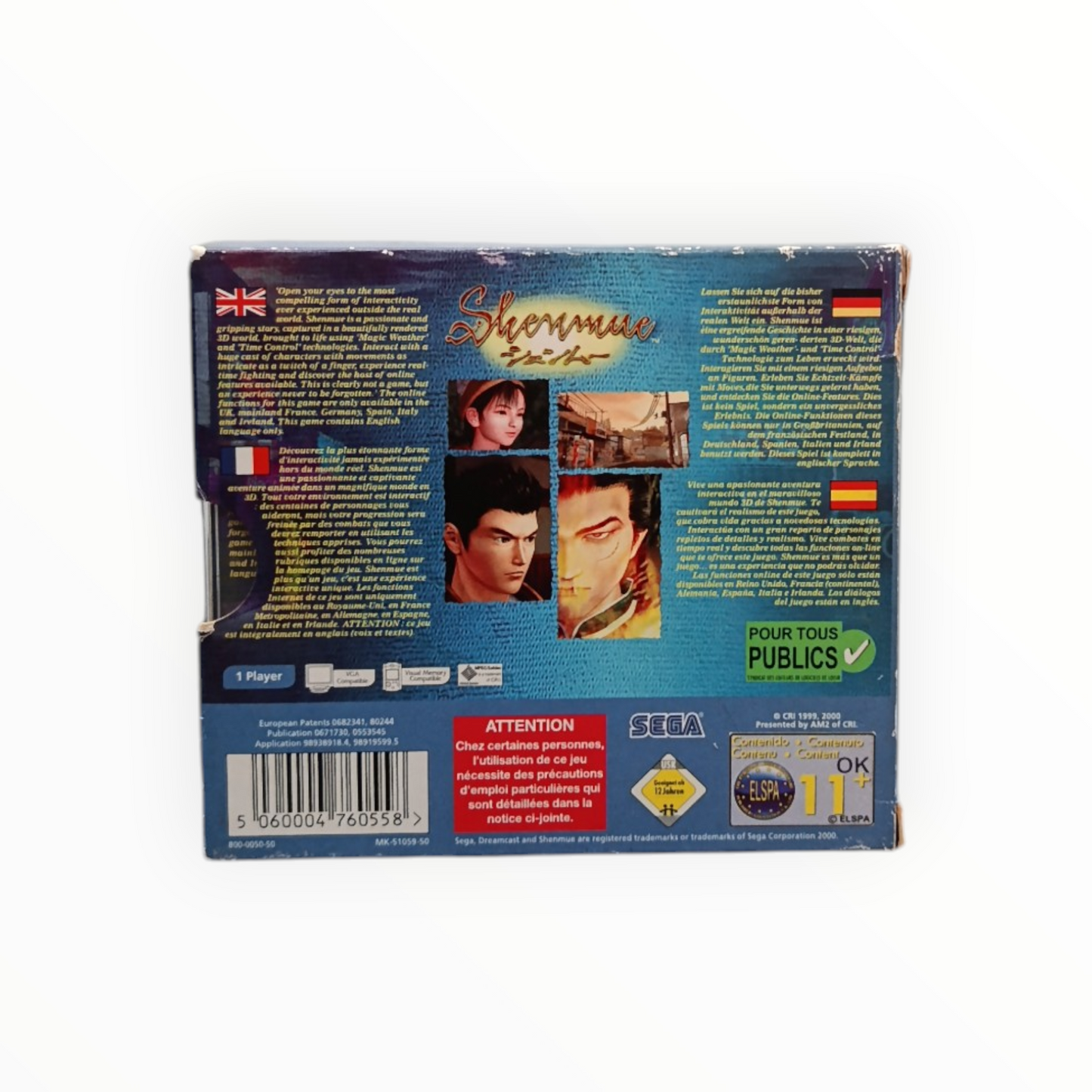 Shenmue Sega Dreamcast Complet FRA