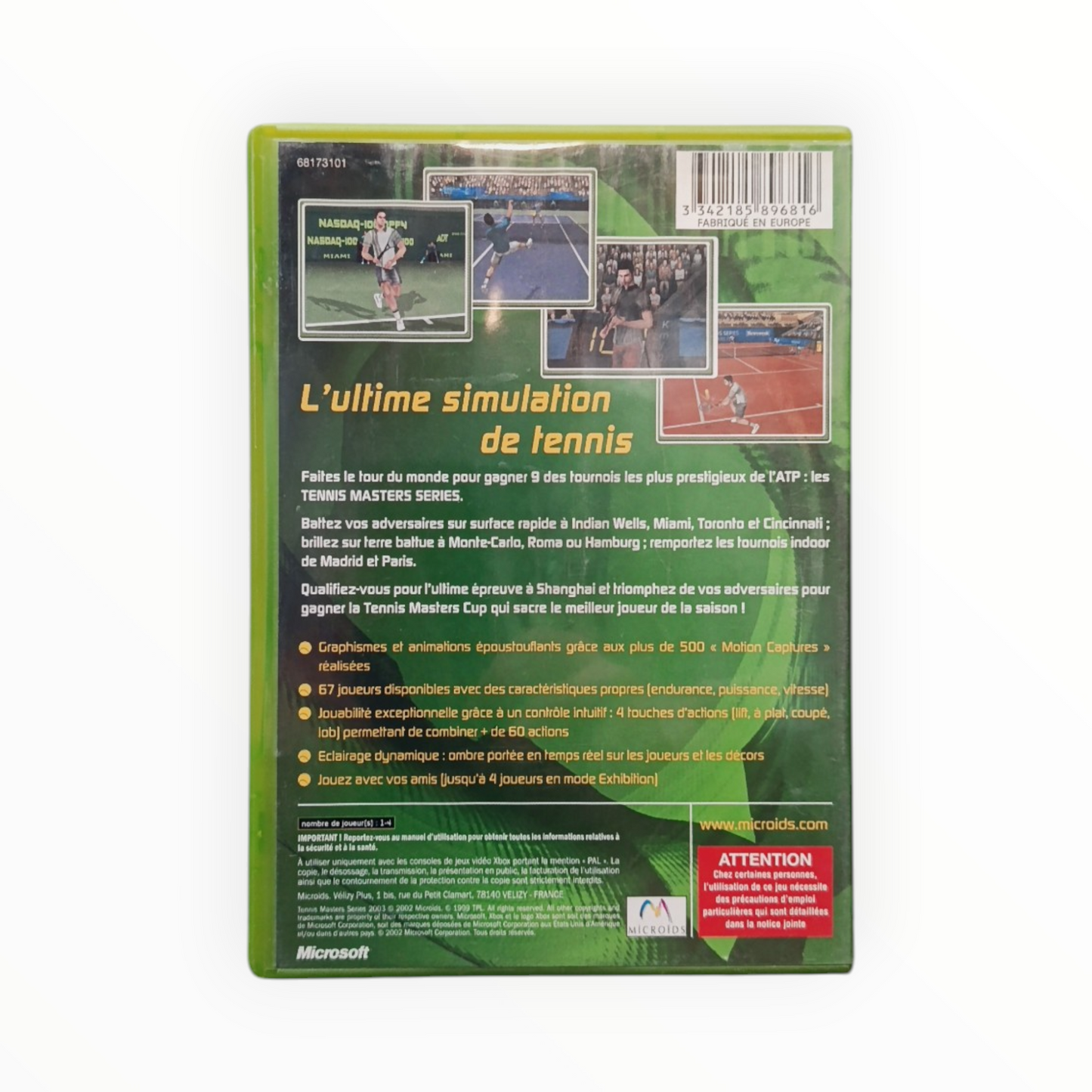 Tennis Master Series Xbox Classic Complet FRA