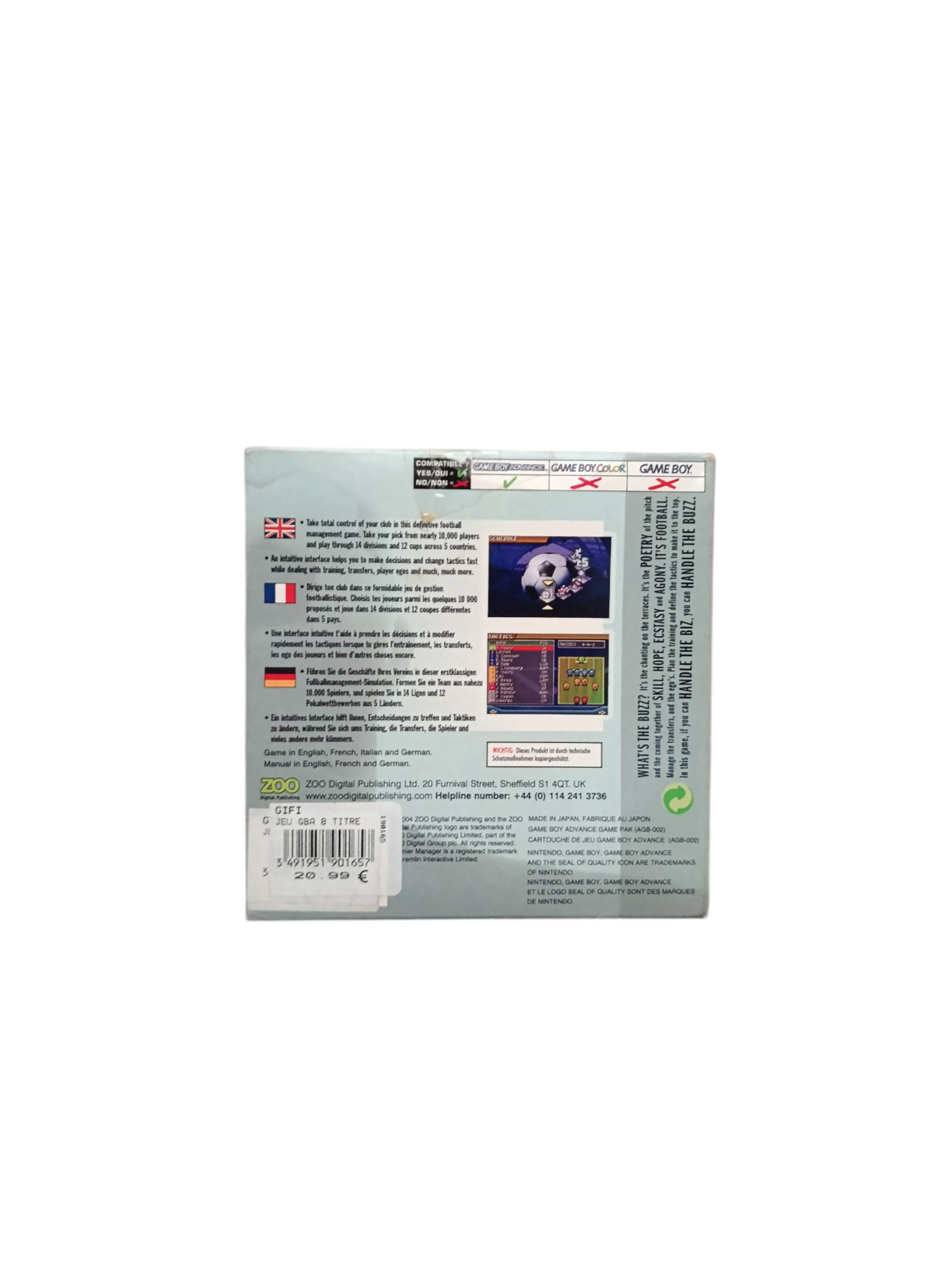 Premier Manager 2004-2005 Game Boy Advance (GBA) en boite complet Version FRA
