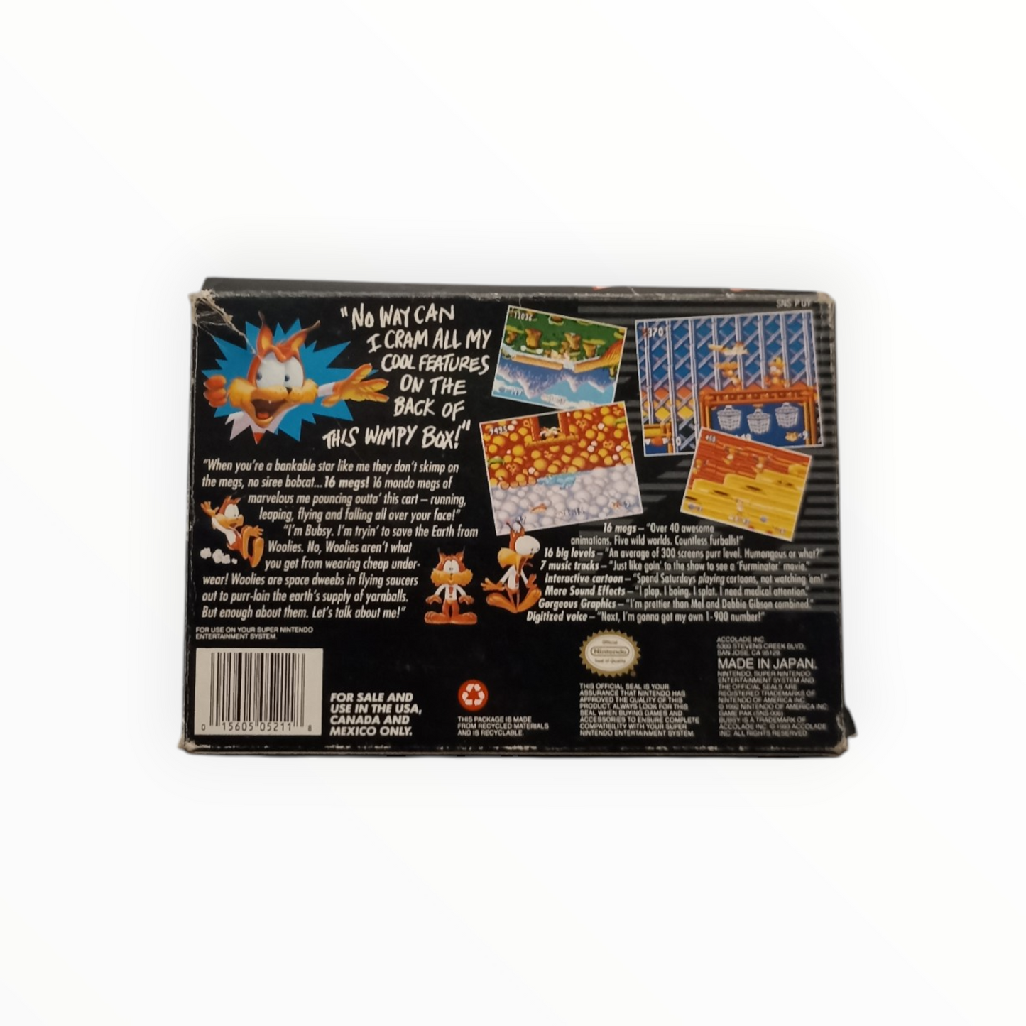 Bubsy Super Nintendo (SNES) Complet en boîte avec notice