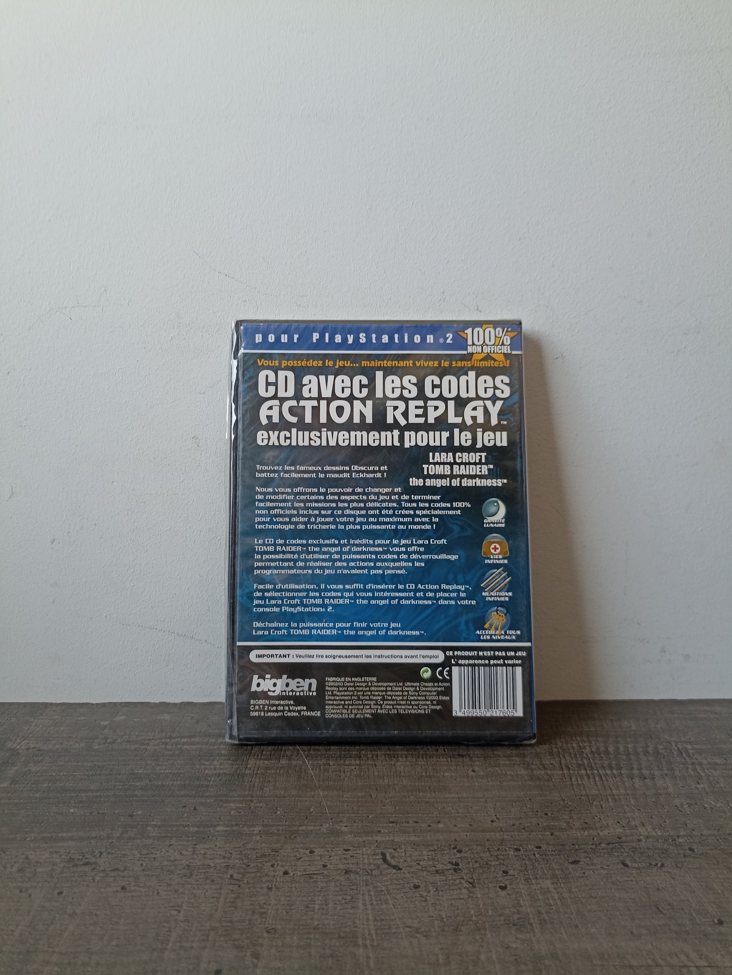 CD avec les codes Tomb Raider Action Replay blister Playstation 2 (PS2)