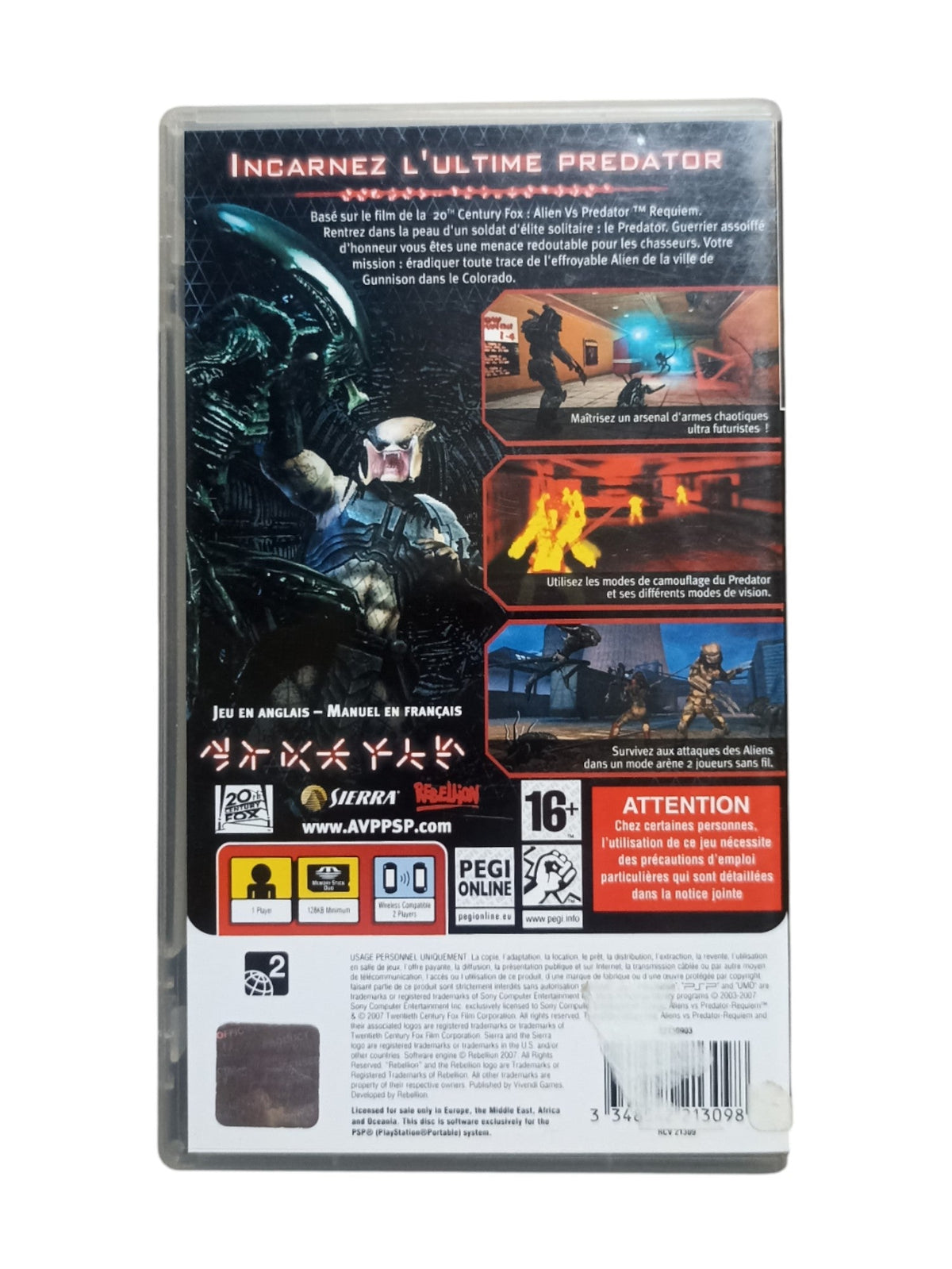 Aliens vs Predator: Requiem (PSP) – Complet avec notice - Masaru