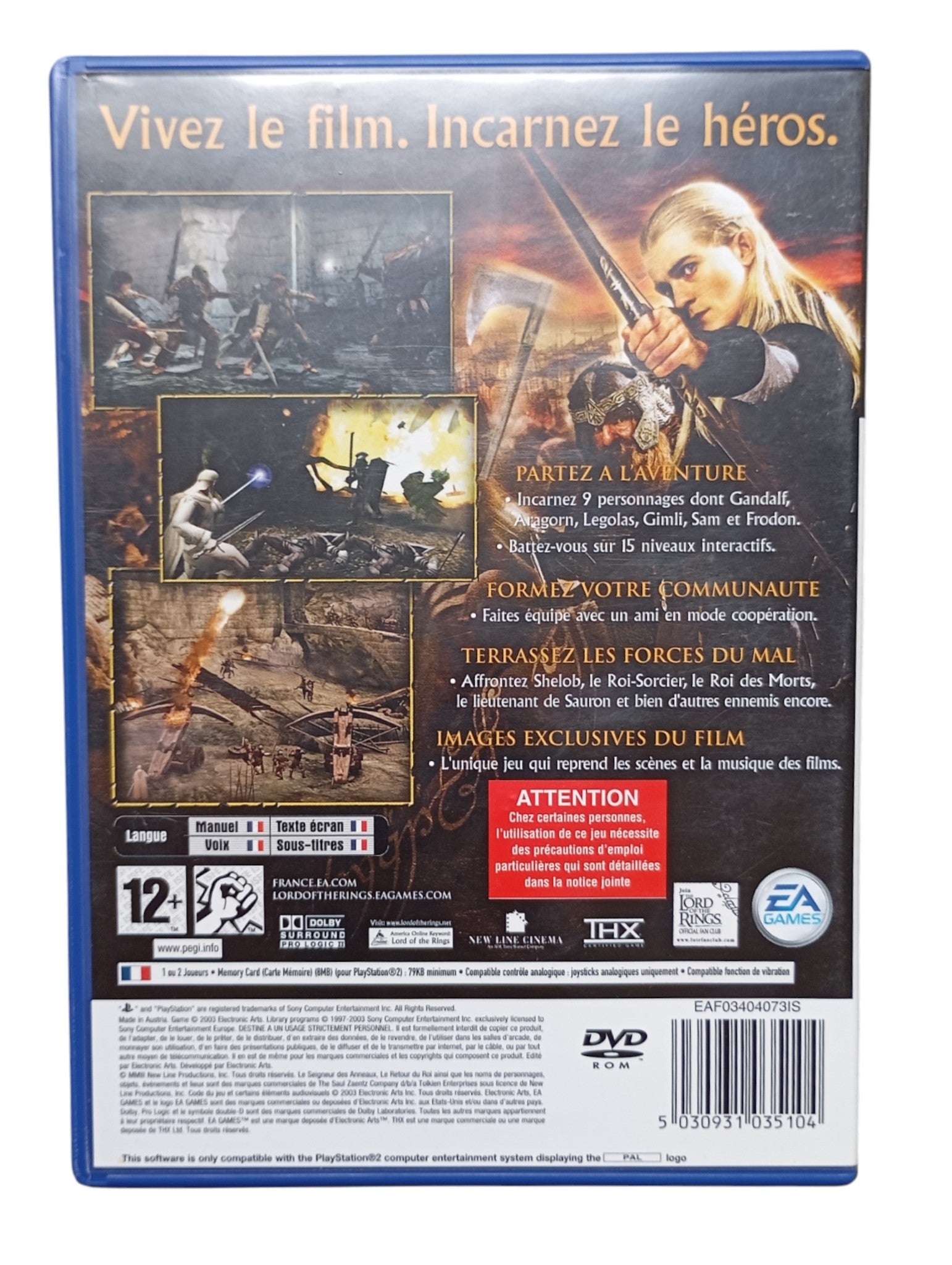 Collection Seigneur Des Anneaux Playstation 2 (PS2) - Masaru