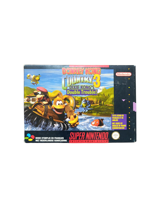 Donkey Kong Country 3 Super Nintendo complet en boîte avec cartouche et notice