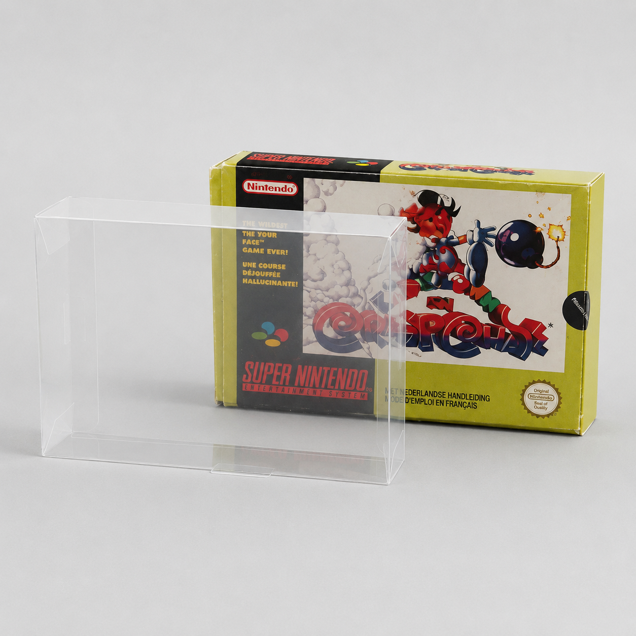 Protection PET 0,5 mm pour boîte de jeu Super Nintendo PAL (jeux non inclus)