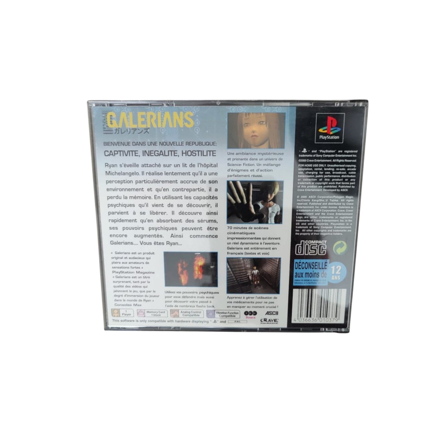 Galerians – PlayStation 1 (PAL – Complet) - Masaru