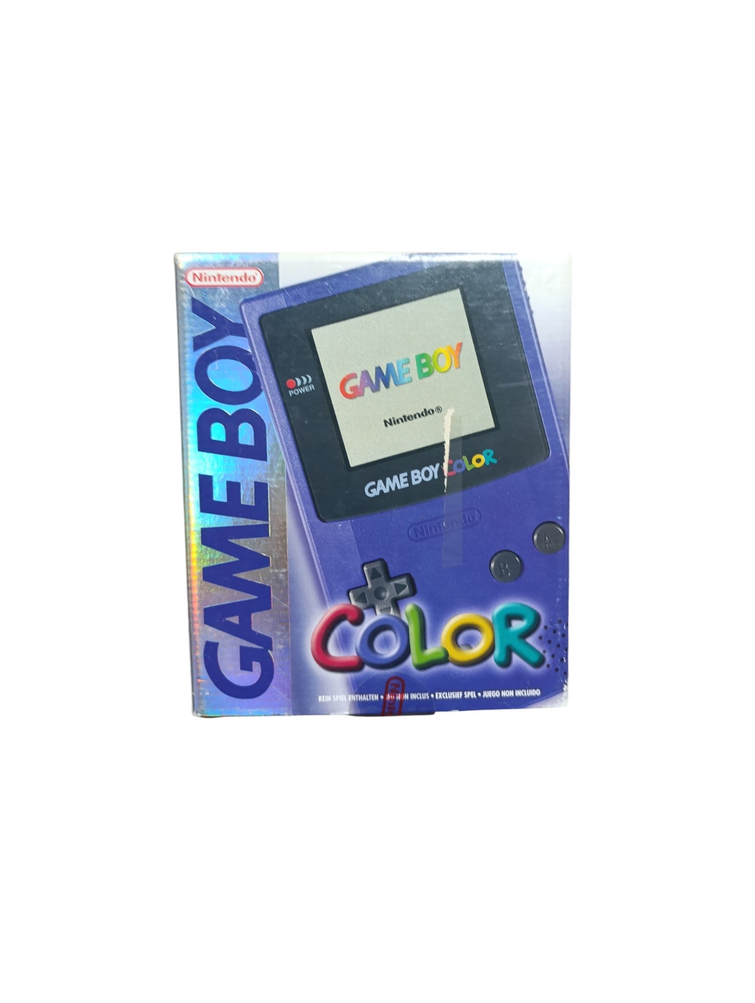 Console Nintendo Game Boy Color violette en boîte avec notice officielle