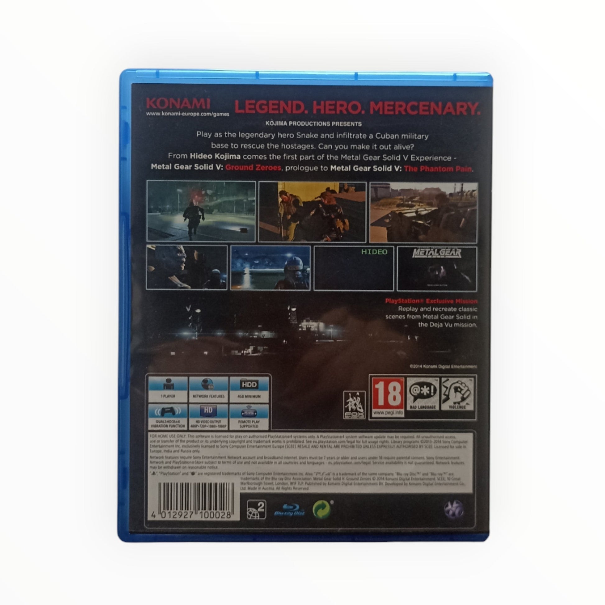 Metal Gear Solid V : ground zeroes (playstation 4) complet - Masaru