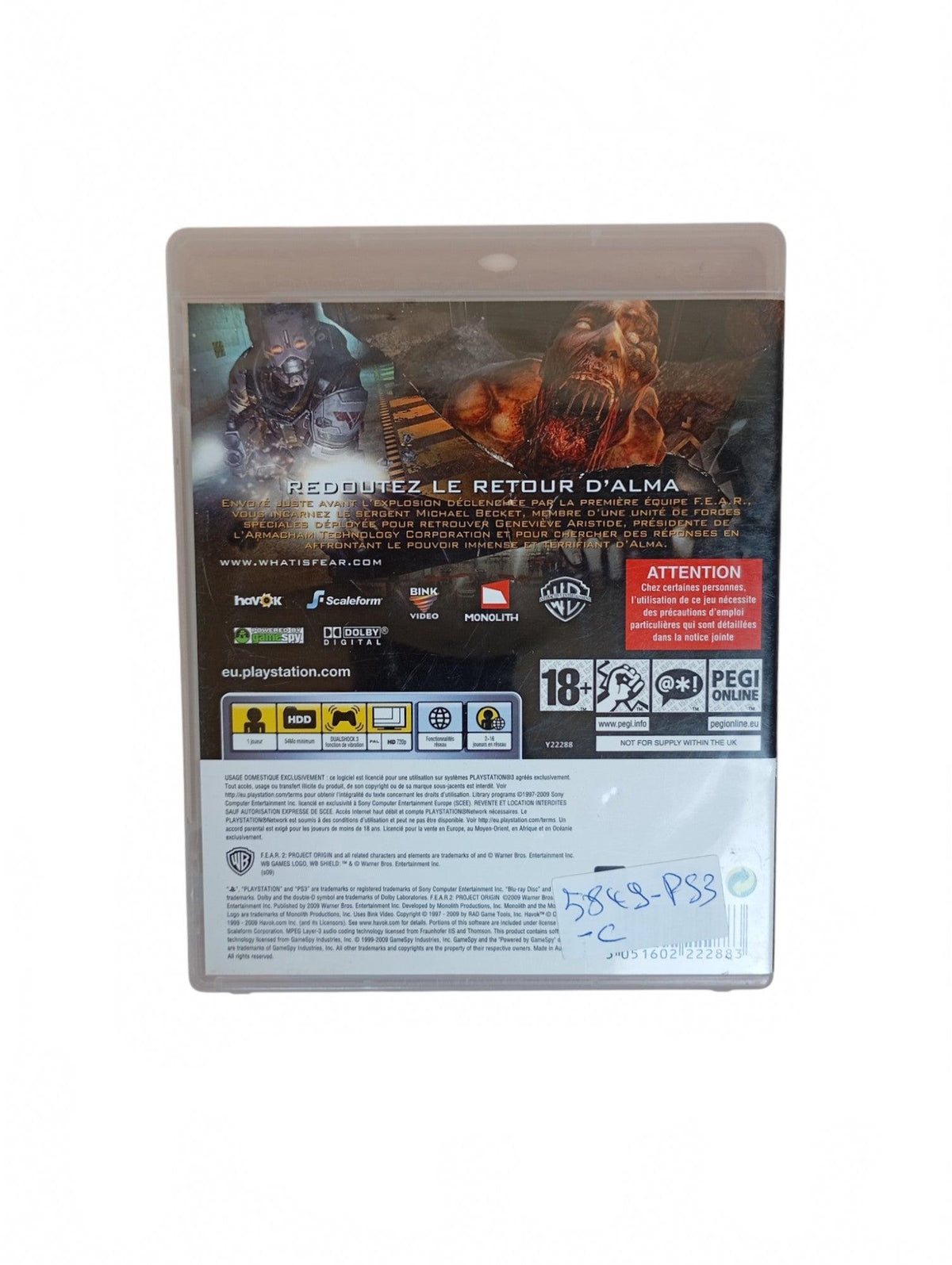F.E.A.R. 2 : Project Origin  Playstation 3 (PS3)