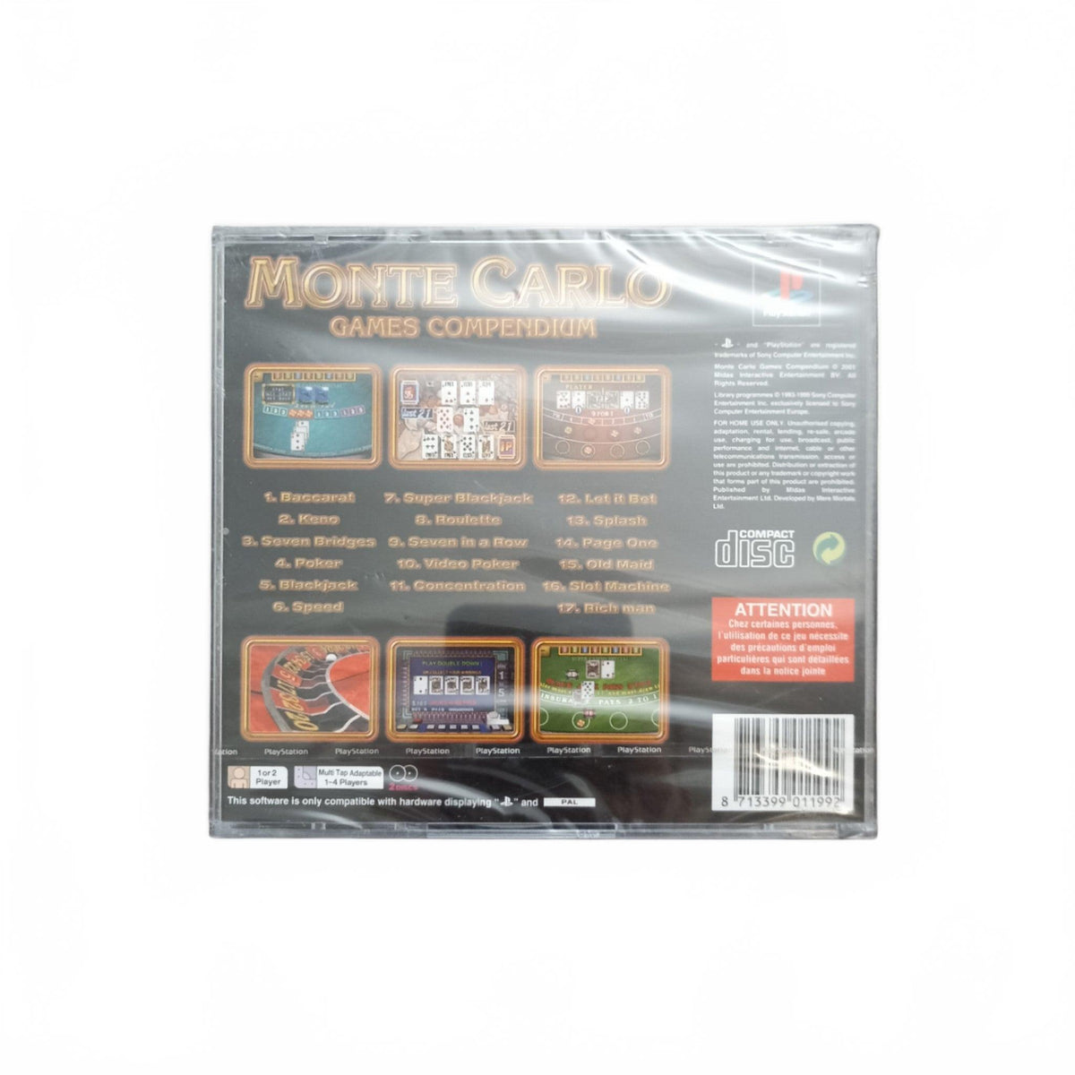 MONTECARLO GAMES COMPENDIUM playstation 1 (PS1) neuf sous blister