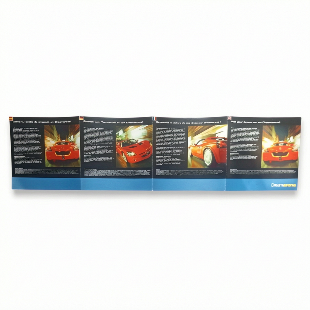 Flyer promotionnel Dreamarena – Concours voiture & service en ligne officiel (édition 1999)