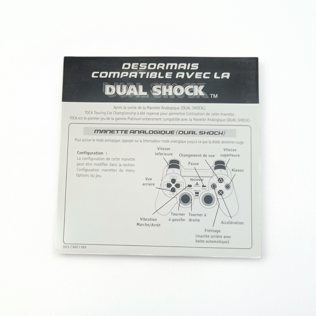 Insert original PlayStation 1 Notice DualShock (Compatibilité TOCA Touring Car Championship – Platinum)