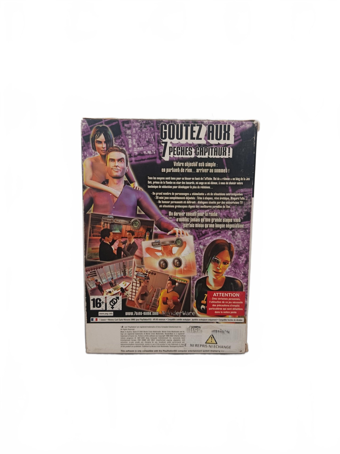 7 Sins Cartonné playstation 2 (PS2)