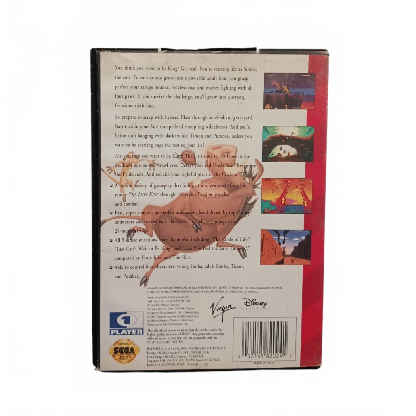 The Lion King Sega Mega Drive (Genesis) Version USA