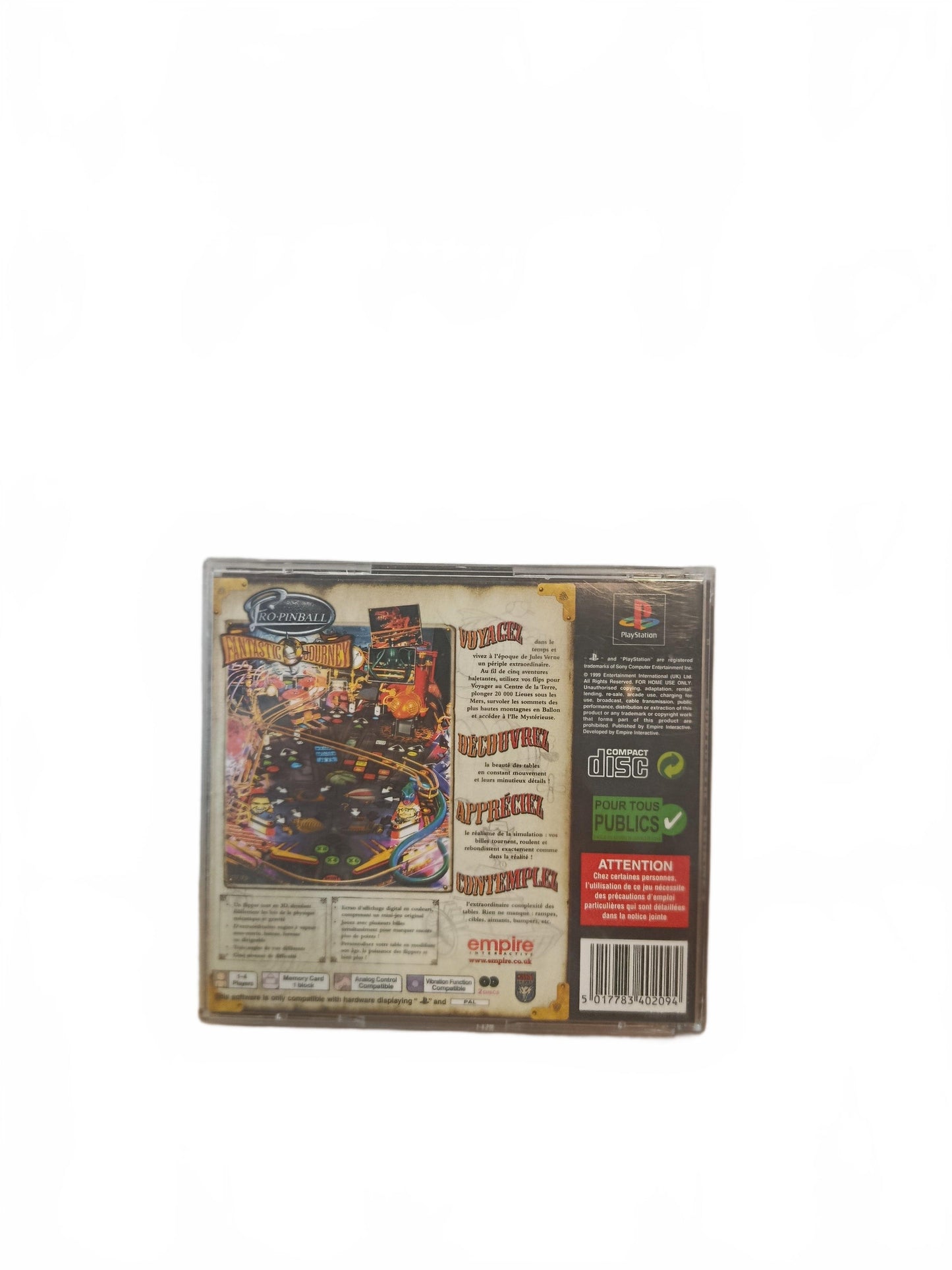 Pro-Pinball : Fantastic journey Playstation 1 (PS1) Version FRA