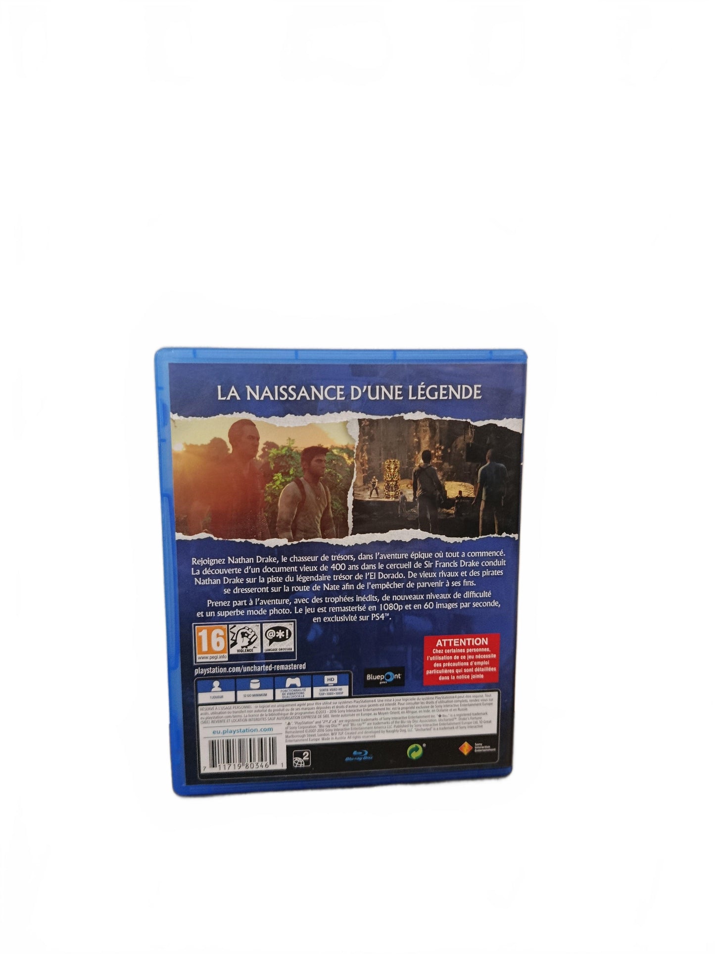 Uncharted: Drake’s Fortune Remastered PS4 PlayStation 4 Complet en Français