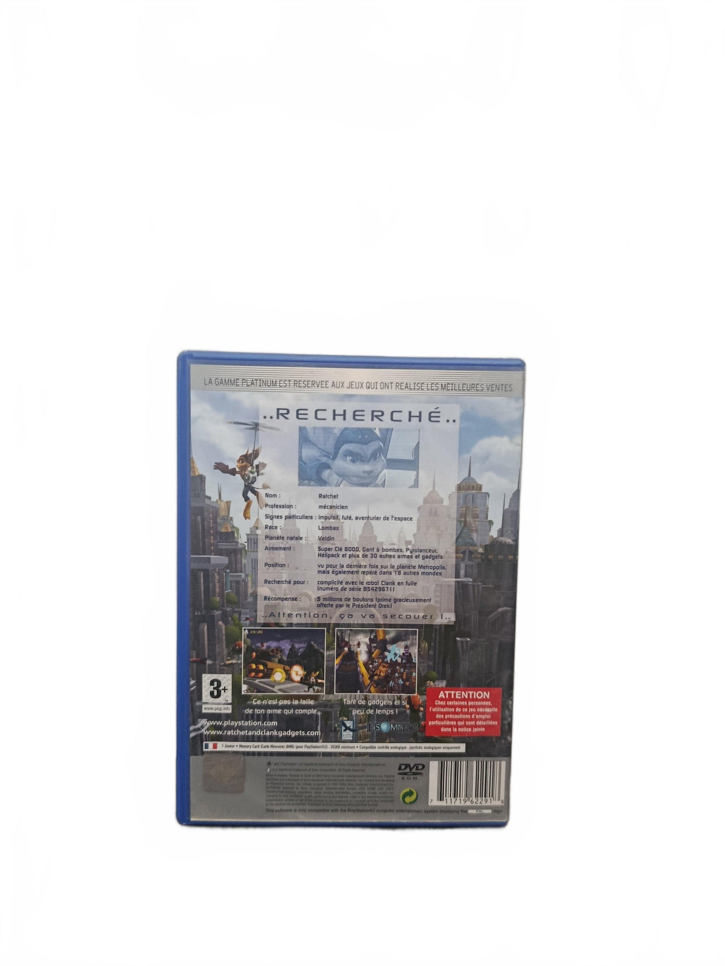 Ratchet & Clank Platinum PS2 PlayStation 2 sans notice en Français