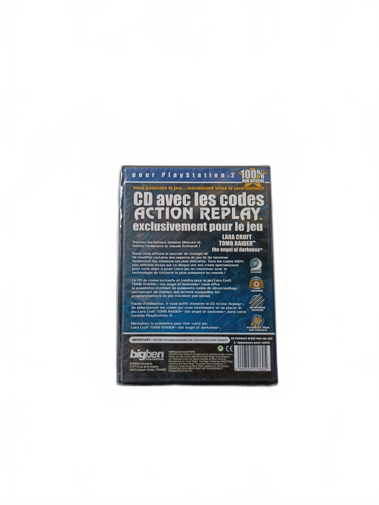 CD avec les codes Tomb Raider Action Replay blister Playstation 2 (PS2)