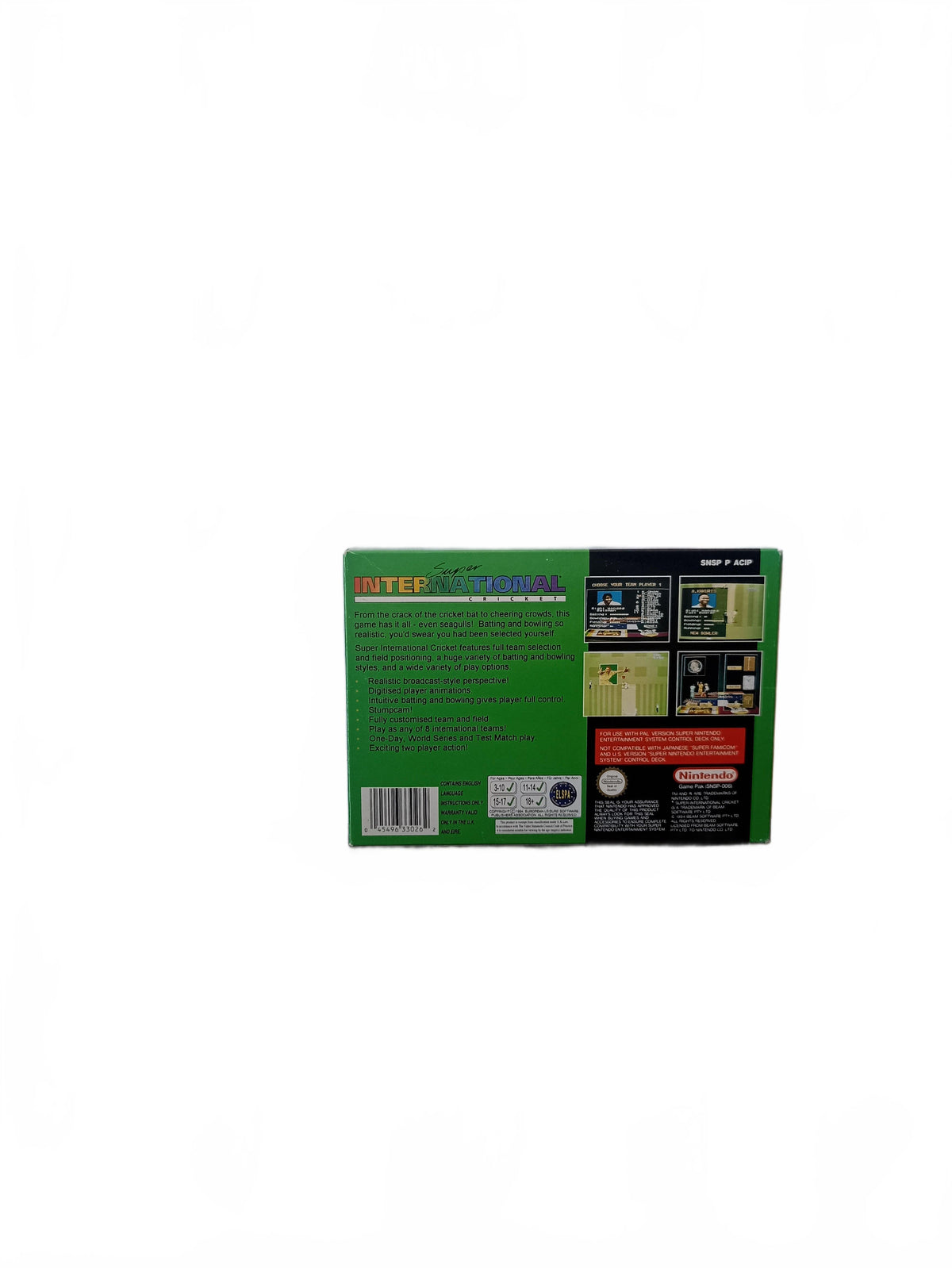 Super International Cricket Super Nintendo (SNES) complet en boite